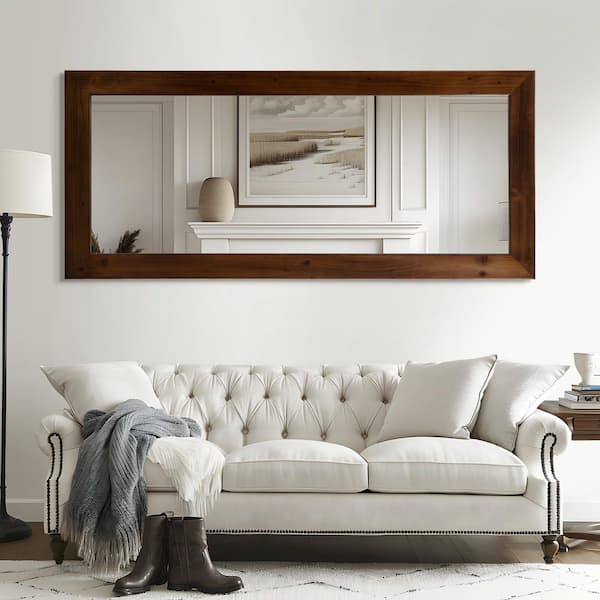Brown 31 in. W x 70 in. H Rectangle Solid Wood Full Length Mirror (No Bracket)