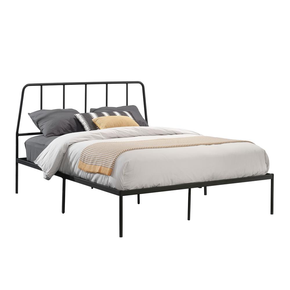 Harvey Park Black Metal Queen Platform Bed with Headboard