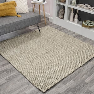 Pata Hand Woven Chunky Jute Gray 5 ft. Square Area Rug