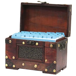 4 in. x 6 in. Rustic Studded Index/Recipe Card Box with Antiqued Latch