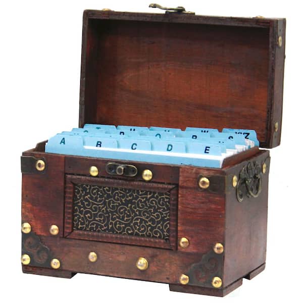 Vintiquewise 4 in. x 6 in. Rustic Studded Index/Recipe Card Box with Antiqued Latch