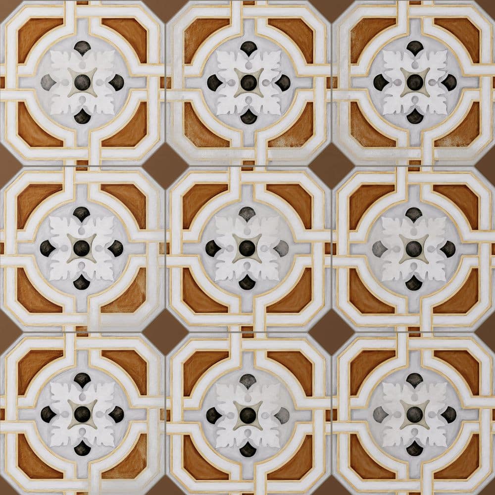 Vaudeville Octagon Deco Zimer with Taco Marron 8 in. x 8 in. Porcelain Floor and Wall Tile (11.25 sq. ft. /Case) price history on PriceWatchPro