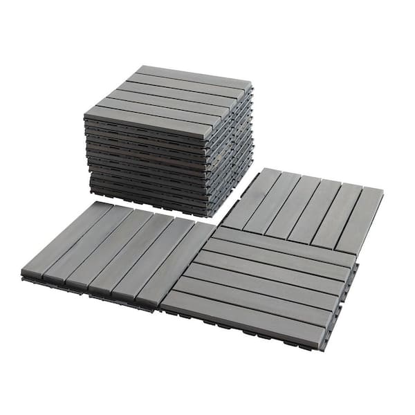 Maocao Hoom Acacia Wood Brown Deck Tile 12-in x 12-in 10 Sq. Feet Coverage Area