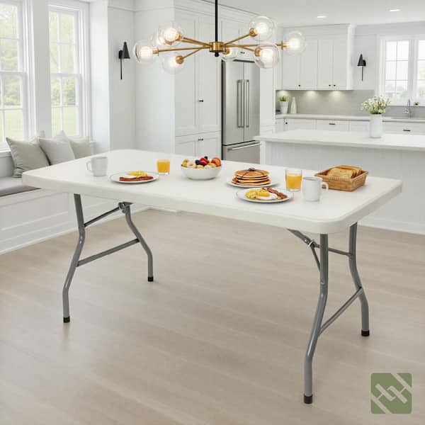 HAMPDEN FURNISHINGS Baldwin Rectangle 60 in. Plastic Folding