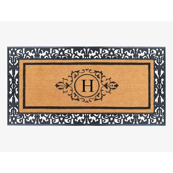 A1 Home Collections Contemporary Personalizable Neutral Rubber, Coir  Indoor, Outdoor Doormat, 3' x 4' 