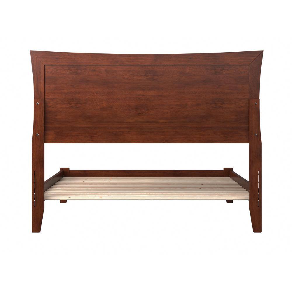 Walnut Full Wood Platform Bed with Headboard and Slats
