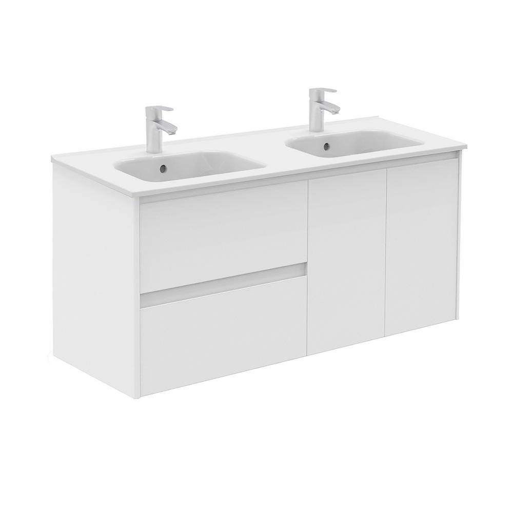 WS Bath Collections Ambra 47.5 in. W x 18.1 in. D x 22.3 in. H Bathroom Vanity in Gloss White with Vanity Top and Basin in White