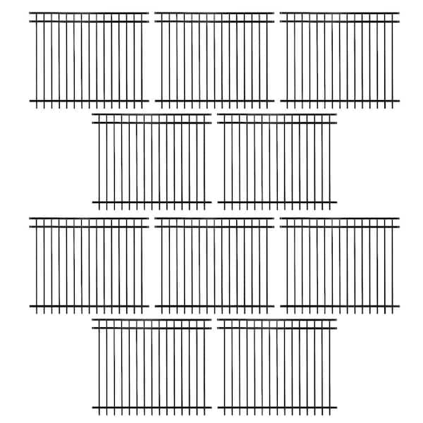5 ft. x 6 ft. Heavy Duty Flat Top Metal Fence Panel, Anti-Rust Decorative Garden Fence Panel (Pack of 10)