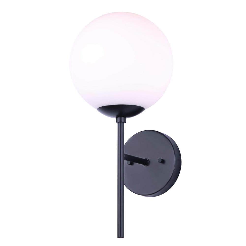 Black Matte Opal Glass Outdoor Lantern Sconce