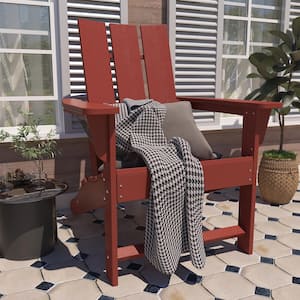 Modern Red 4.7 in. W Arm Patio Plastic Adirondack Chair