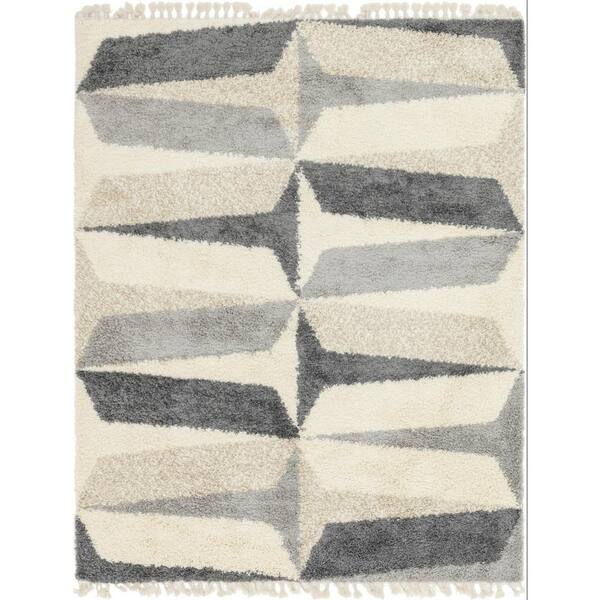 Unique Loom Hygge Shag Balanced Gray 8 ft. x 10 ft. Area Rug