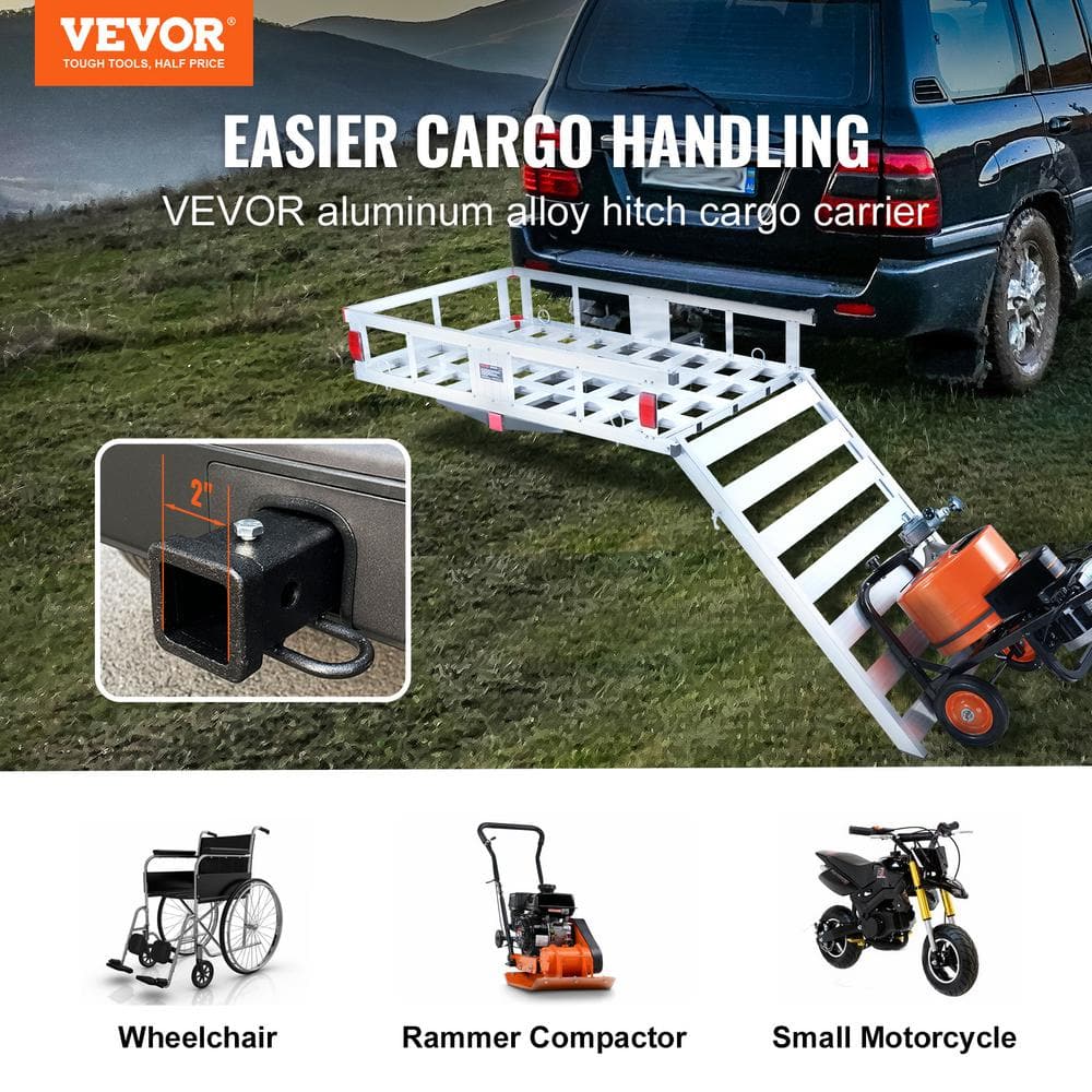 VEVOR Aluminum Hitch Cargo Carrier with Folding Ramp for Vans and Trucks