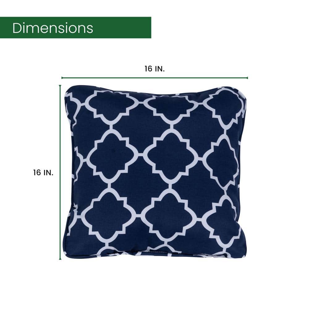 Navy Blue Geometric Lattice Indoor/Outdoor Square Pillow Set