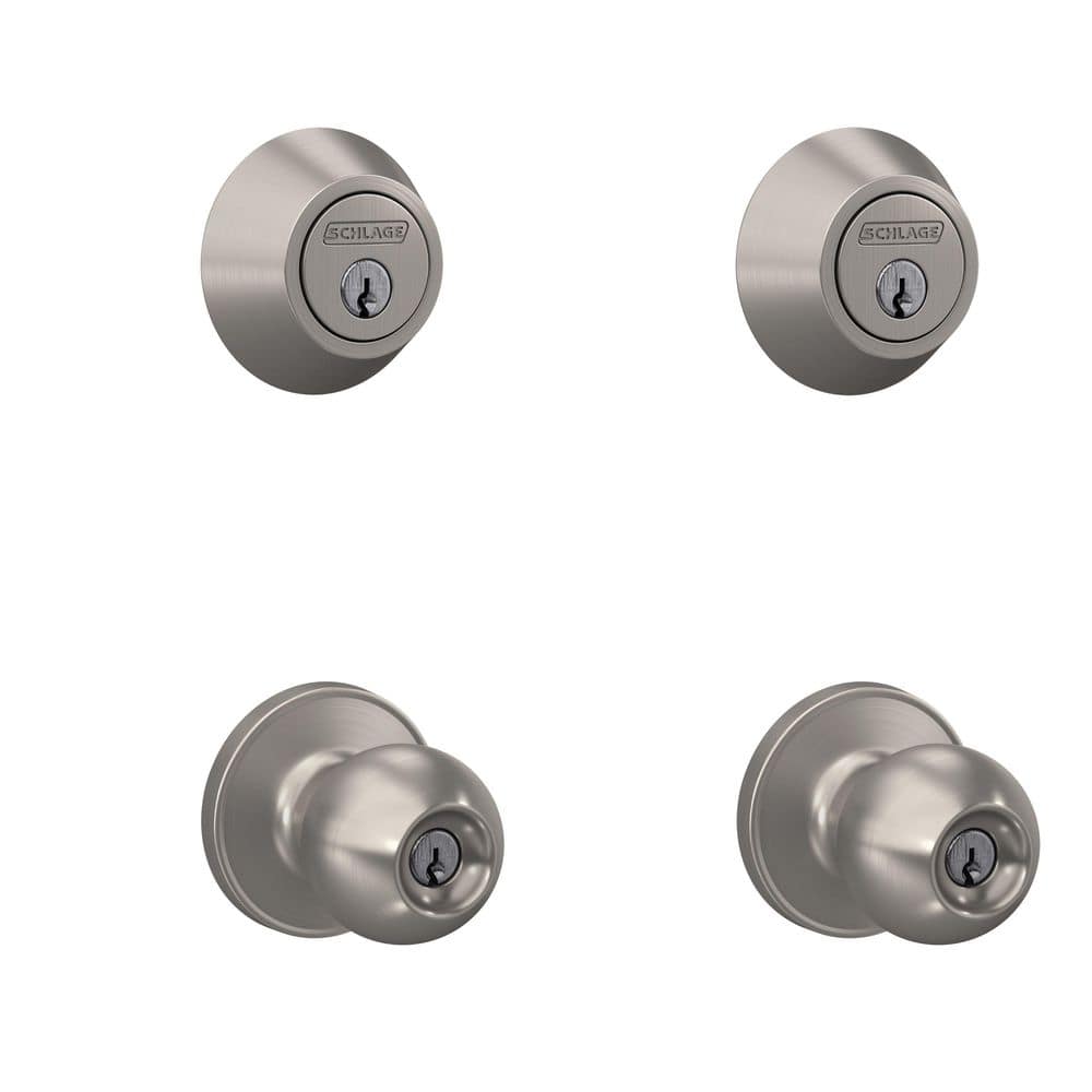 Jannell Satin Nickel Single Cylinder Deadbolt and Keyed Entry Door Knob Project Pack price history on PriceWatchPro