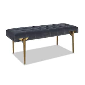 Aria 49 x 20 x 19 in. Steel Gray Performance Velvet Upholstered Gold Accent Bench