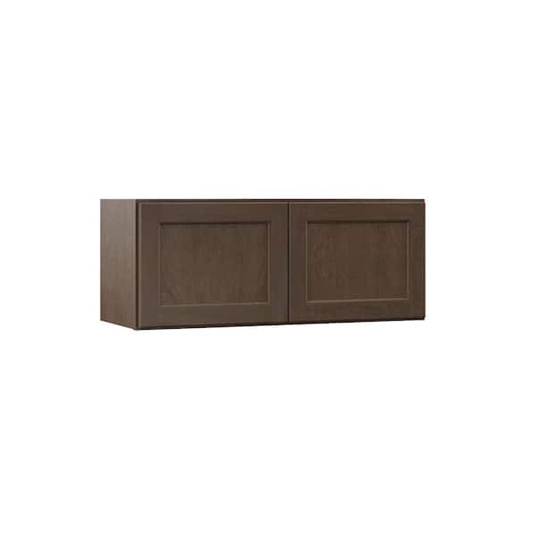 Hampton Bay Shaker 30 in. W x 12 in. D x 15 in. H Assembled Wall Bridge Kitchen Cabinet in Brindle without Shelf