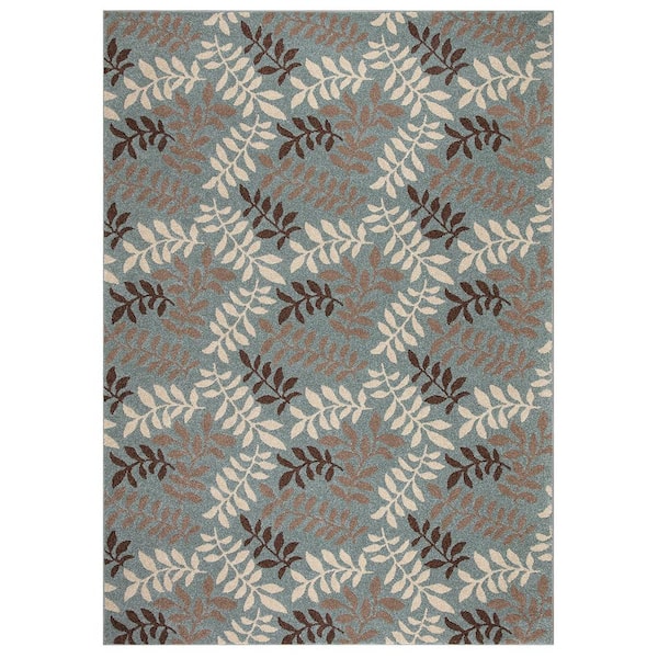 Concord Global Trading Chester Leafs Blue 3 ft. x 5 ft. Area Rug
