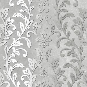 Striped Damask Vinyl Prepasted Wallpaper (Covers 56 sq. ft.)