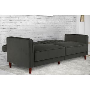 Iris Grey Velvet Tufted Futon