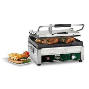 Tostato Supremo Large Flat Panini Grill with Timer Silver 120-Volt 14.5 in. x 11 in. Cooking Surface