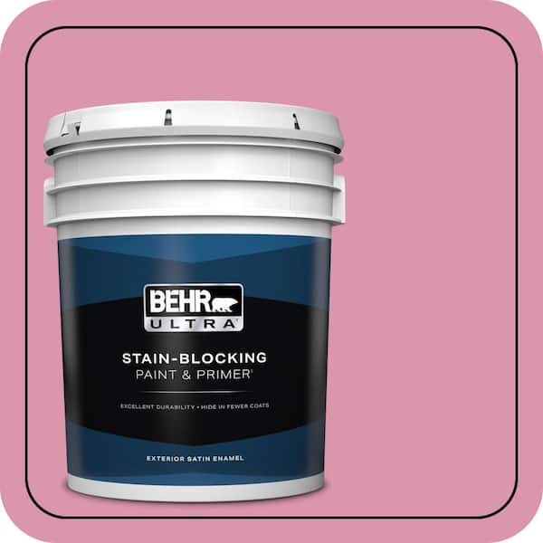 BEHR ULTRA 5 gal. #110B-4 Foxy Pink Satin Enamel Exterior Paint & Primer