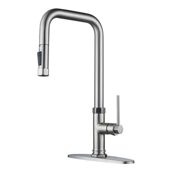 Luxurious Single Handle Pull-Down Sprayer Kitchen Faucet in high quality Brushed Nickel