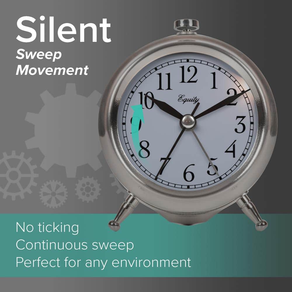 Equity 3.75" Silver Metal Quartz Analog Alarm Clock