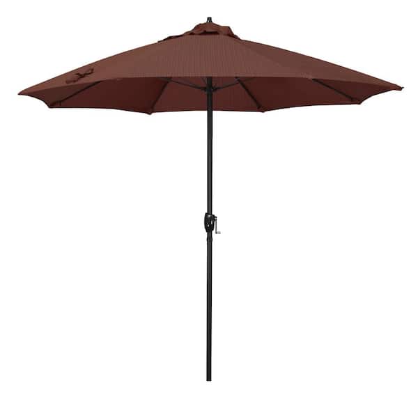 California Umbrella 9 ft. Bronze Aluminum Market Patio Umbrella with Fiberglass Ribs and Auto Tilt in Terrace Adobe Olefin