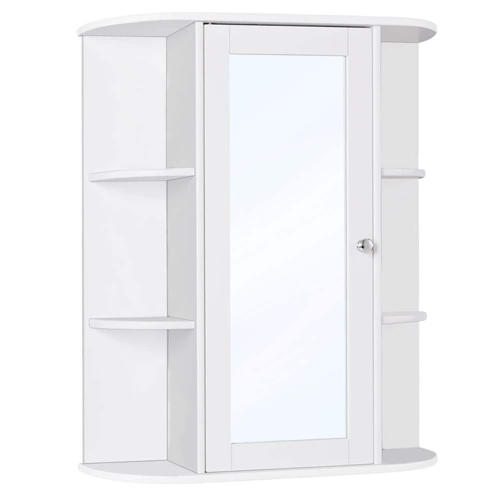 24.75 in. W x 7.5 in. D x 30.25 in. H Bathroom Storage Wall Cabinet in  White with 3 Storage Basket, Mirror, Doors, Shelf LN20233388 - The Home  Depot