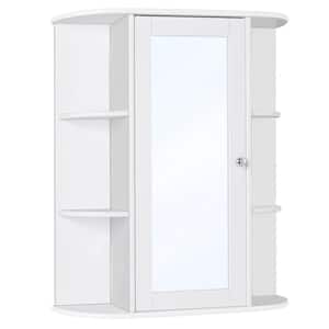 23.5 in. W x 6.5 in. D x 28 in. H White MDF Bathroom Single Door Shelves Storage Wall Cabinet with Mirror