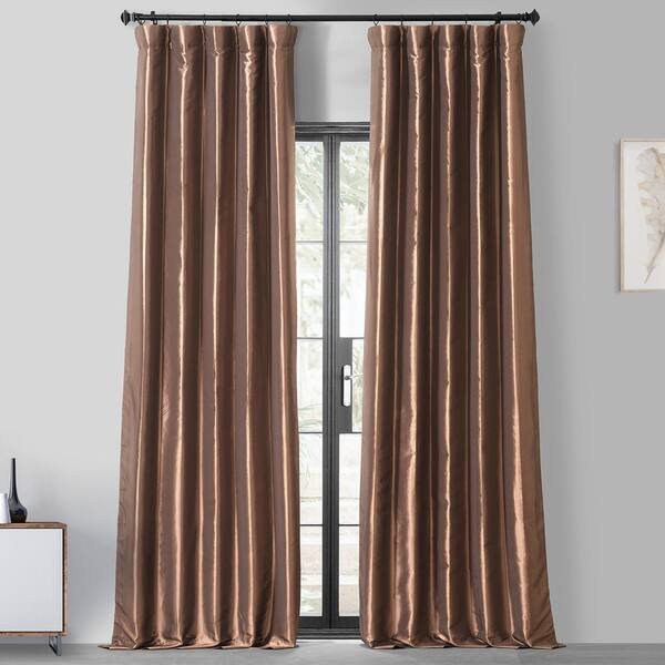 Exclusive Fabrics Furnishings Copper Brown Faux Silk Rod Pocket Blackout Curtain 50 In W X 84 L Ptch Bo209 Exclusive Fabrics Furnishings Copper, Copper Brown Faux Silk Taffeta Curtain Panel Set