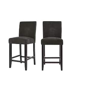 Banford Charcoal Gray Upholstered Counter Stools with Back (Set of 2)