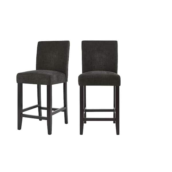 StyleWell Banford Charcoal Gray Upholstered Counter Stools with Back (Set of 2)
