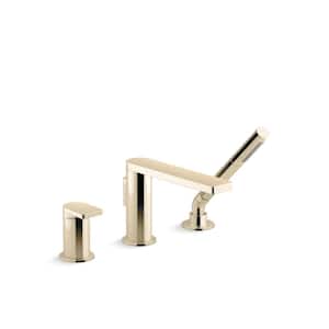 Composed Single-Handle Wall Mount Roman Tub Faucet in Vibrant French Gold