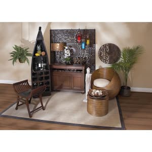 12-Bottle Brown Boat Standing Wine Rack with Foldable Tray