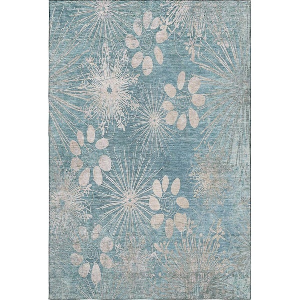 Mayfield Premium Machine Washable Abstract AMF2225 Blue 10 ft. x 14 ft. Area Rug