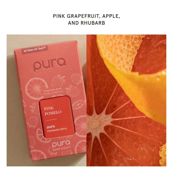 Pura Smart Fragrance Diffuser Set for Kitchen, Bathroom Malodor - Clementine Mango, Fresh Bergamot, Citrus, Pink Pomelo