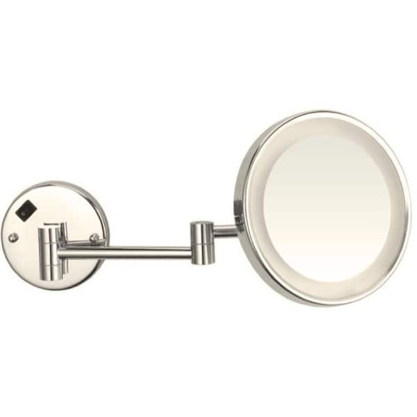 Nameeks Glimmer 8 in. x 8 in. Wall Mounted LED 3x Round Makeup Mirror in Satin Nickel Finish