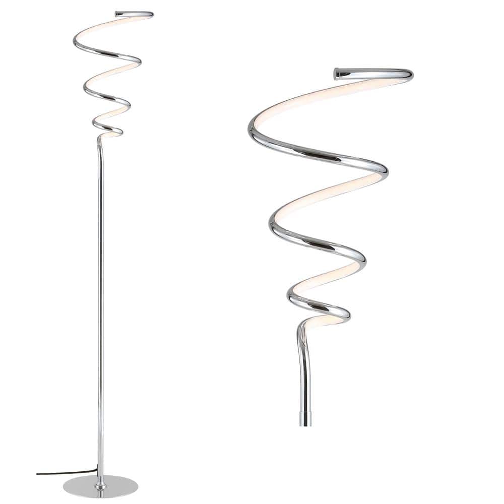 JONATHAN Y Scribble 60.5 in. Chrome Modern Metal Integrated LED Floor Lamp  JYL7027A