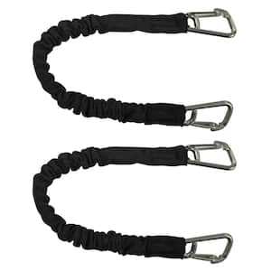 BoatTector High-Strength Line Snubber and Storage Bungee, Value 2-Pack - 12 in. with Compact Hooks, Black