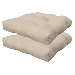 Outdoor Tufted Dining Seat Cushion Textured Solid Almond (Set of 2)
