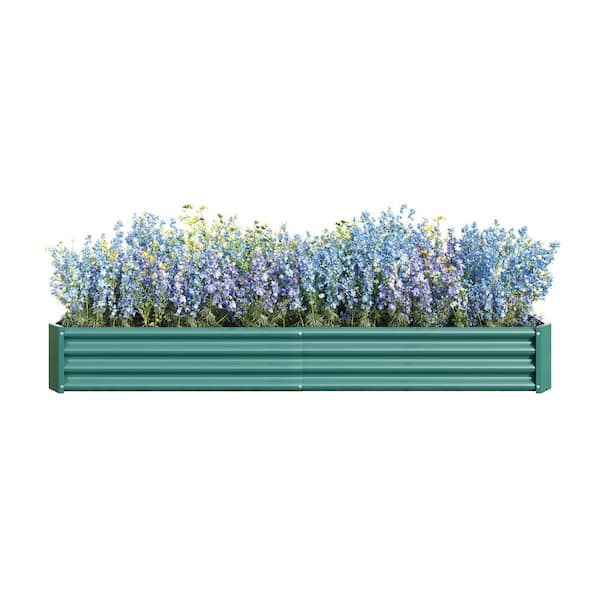 7. 6 x 3.7 x 0.98 ft. Raised Garden Bed Kit-Metal Raised Bed Garden for Flower Planters, Vegetables Herb Green