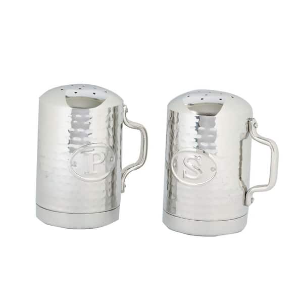 Old Dutch 4.25 in. Hammered Stainless Steel Stovetop Salt and Pepper Set