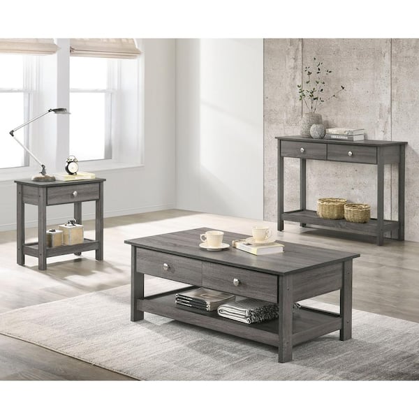 Mingden 42.38 in. Gray Rectangle Particle Board Top Console Table