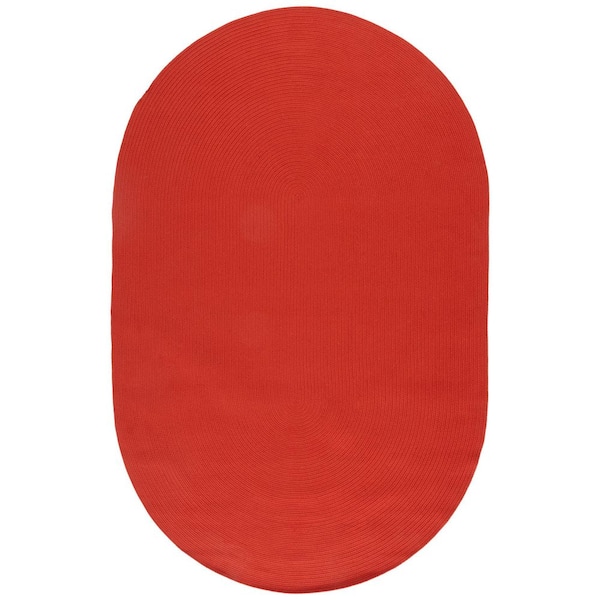 Braided Rust 5 ft. x 8 ft. Machine Washable Solid Color Gradient Oval Area Rug