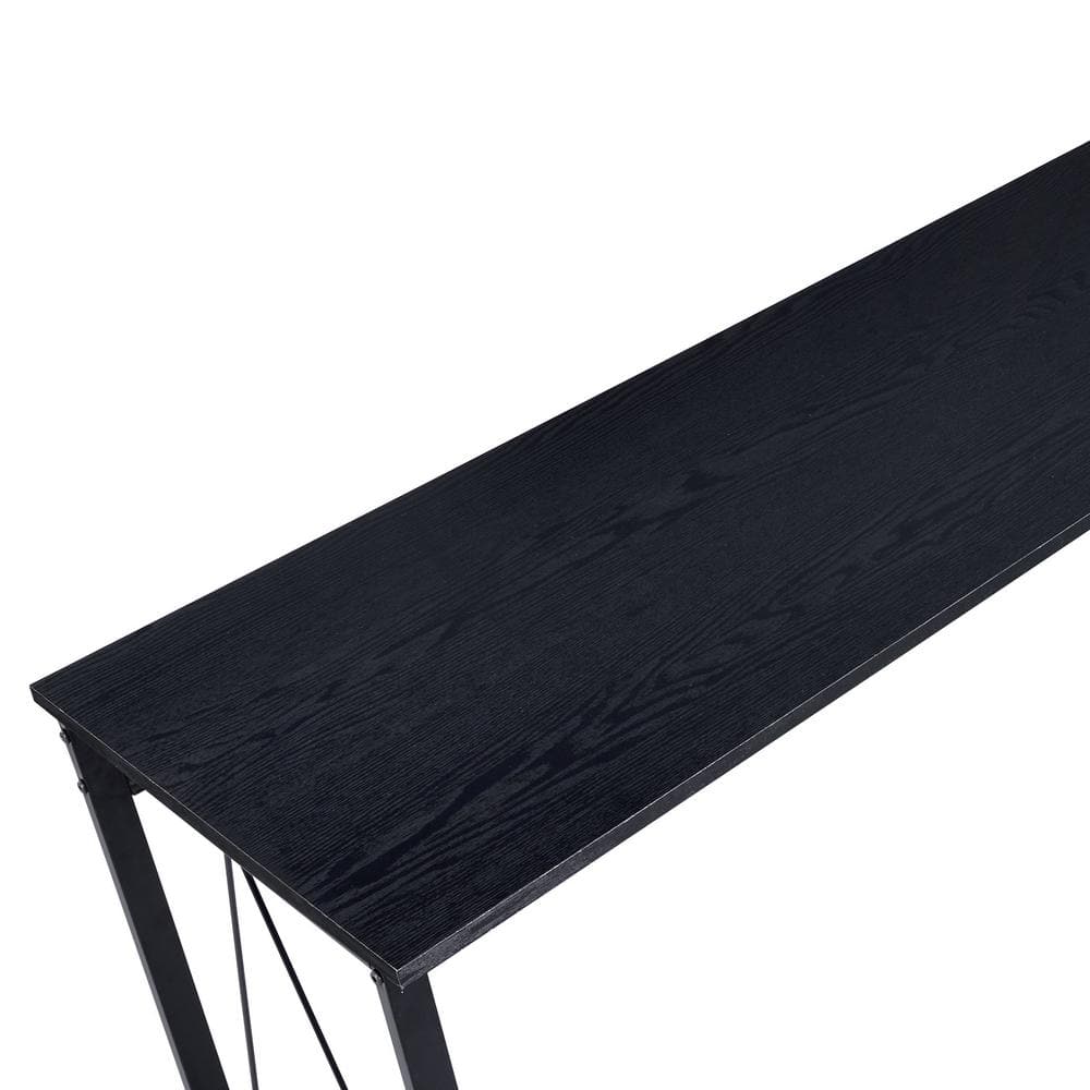 Black Wood and Metal Industrial Writing Desk, 35"