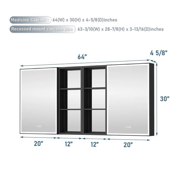 12 in. W x 30 in. H x 4 in. D Recessed or Surface Mount Medicine Cabinet in Aluminum 12 in. W x 30 in. H x 4 in. D Recessed or Surface Mount Medicine Cabinet in Aluminum