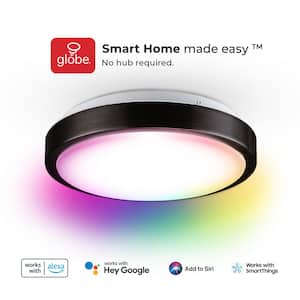Wi-Fi Smart 11 in. Bronze Selectable LED Flush Mount Ceiling Light, Multi-Color Changing RGB, Tunable White