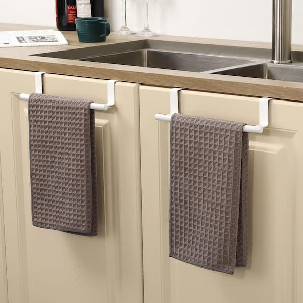 Over The Door Towel Rack Over Cabinet Towel Holder for Kitchen and Bathroom in White 2 Packs