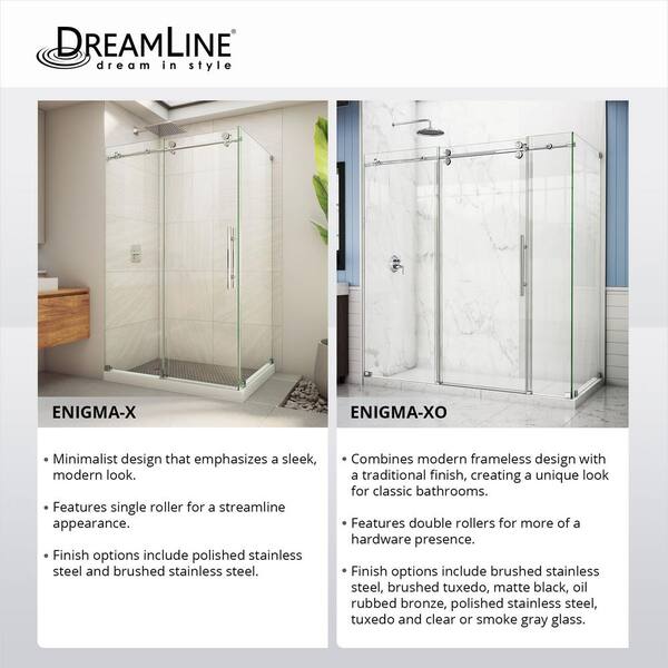 DreamLine Enigma-XO 50-54 in. W x 76 in. H Fully Frameless Sliding